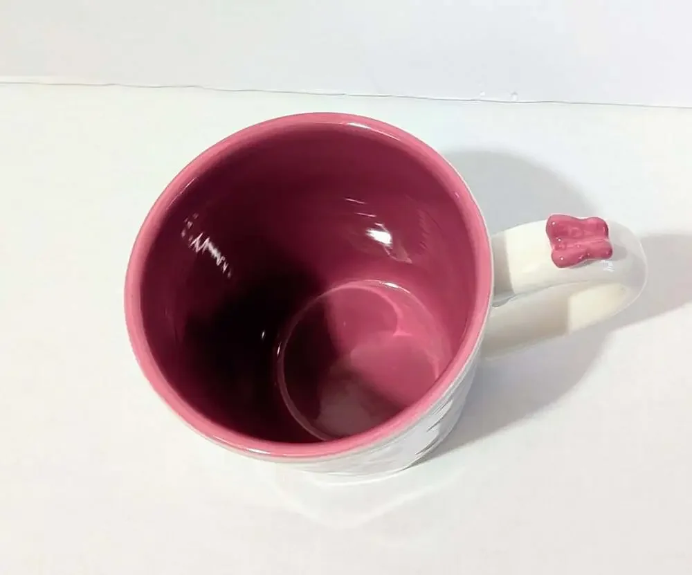 Pier 1 Easter Bunny Mug with Butterfly on Handle and Pink Interior